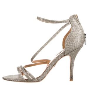 Silver Strappy Stiletto Heels for Formal Events